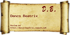 Dencs Beatrix névjegykártya